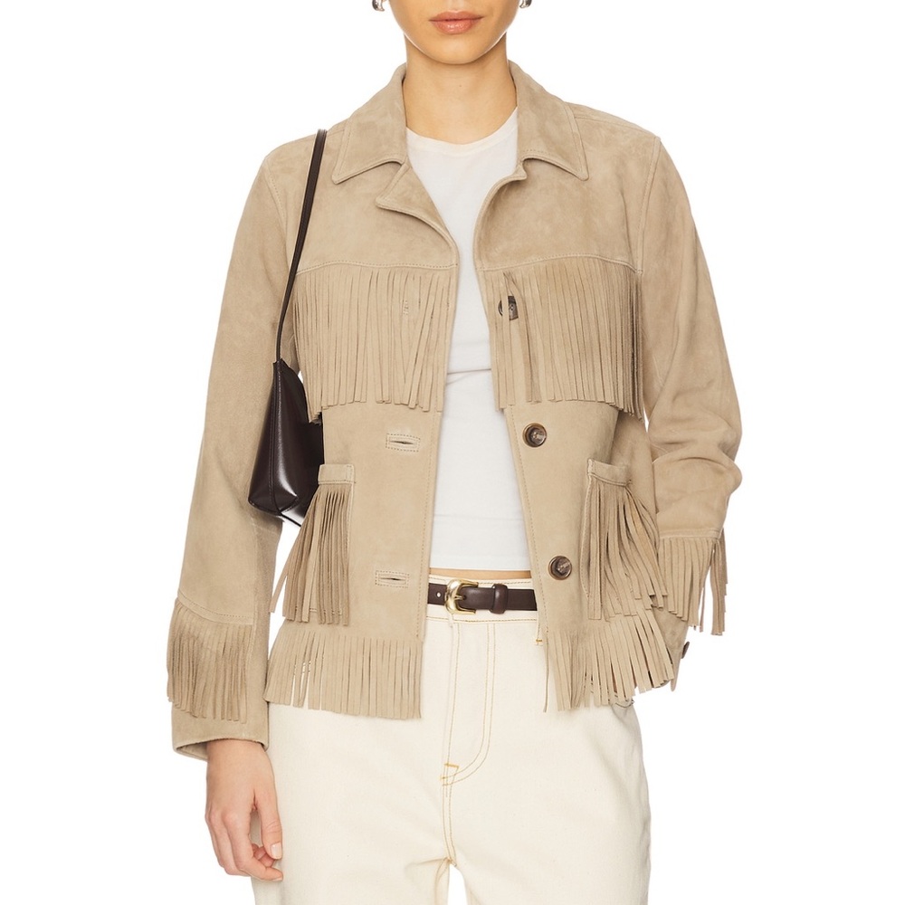 NWOT Joni Suede Jacket. GRLFRND. Size Small